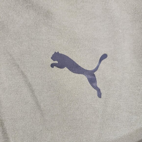 Puma Hooded Full Zip Sweatshirt Mens Size Medium Olive Green Black Stripe Logo - Picture 5 of 9